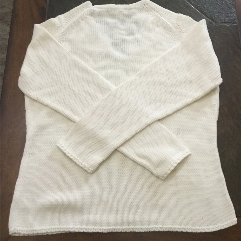 St. John’s Bay Women’s Ivory V-Neck Cotton Blend Sweater Size L NWT - Picture 2 of 6